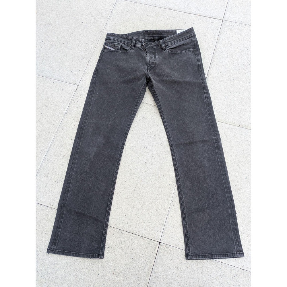 Diesel Viker-R-Box Mens Black Coated Straight Leg Jeans 36x34 Button Fly